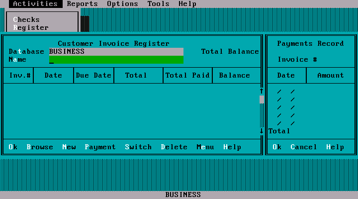 CashBIZ 1.0 for DOS - Register